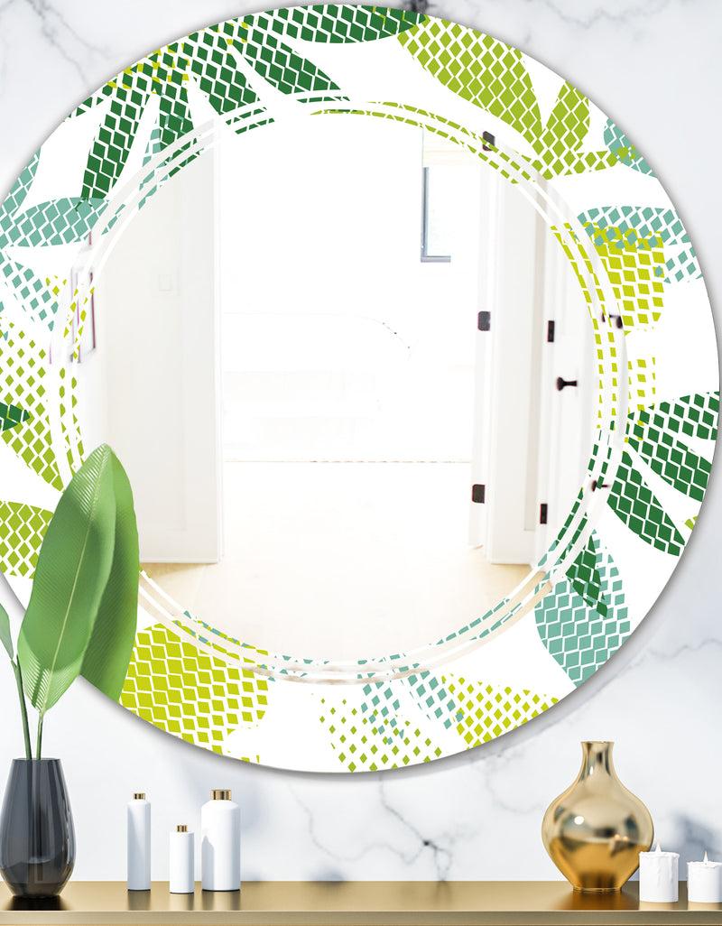 DesignQ Tropical Botanicals III - Modern Round or Oval Wall Mirror - Triple C
