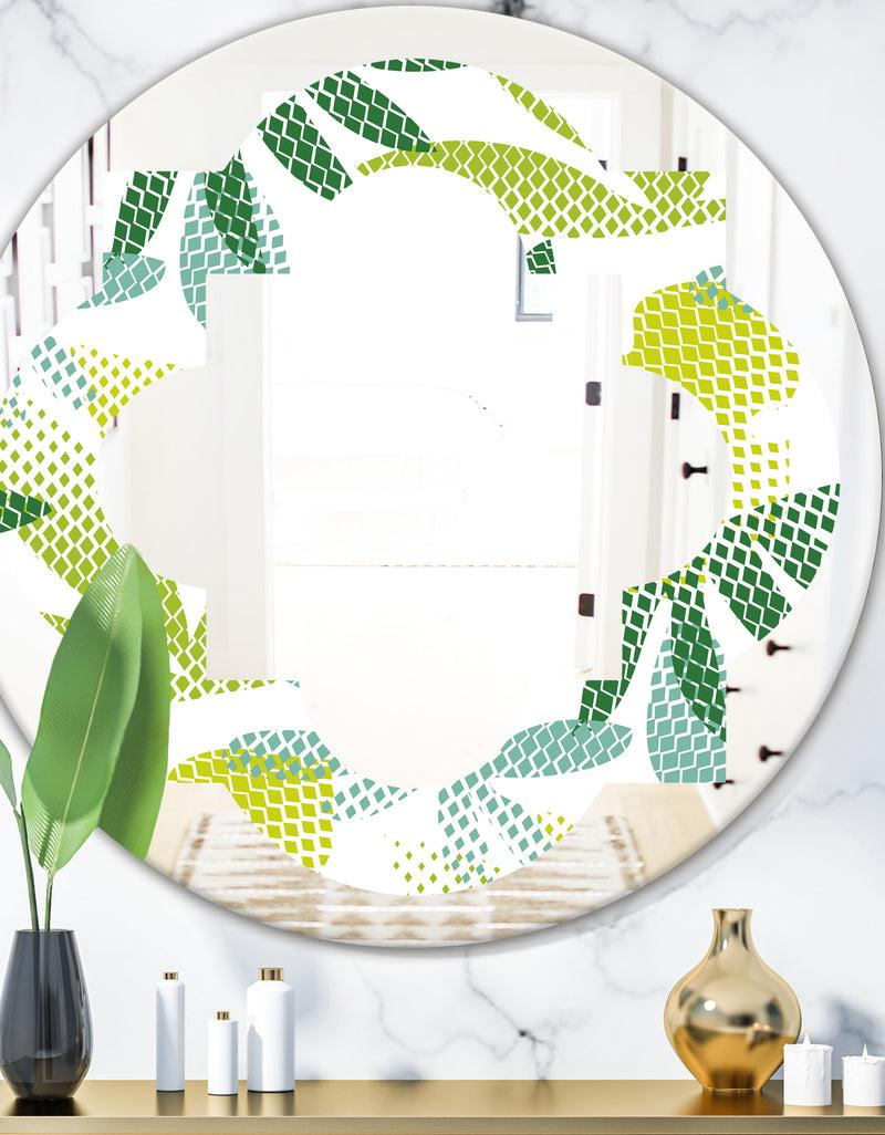 DesignQ Tropical Botanicals III - Modern Round or Oval Wall Mirror - Quatrefoil