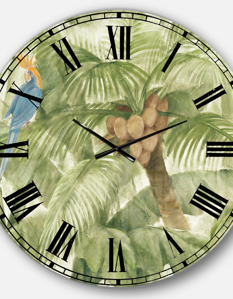 DesignQ Tropical Canopy I Green - Traditional Large Wall CLock