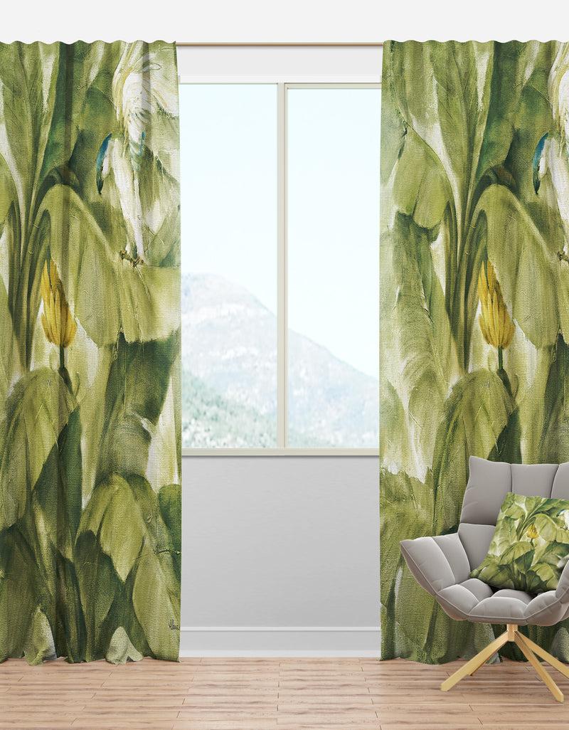 DesignQ Tropical Canopy II Green - Traditional Curtain Panels