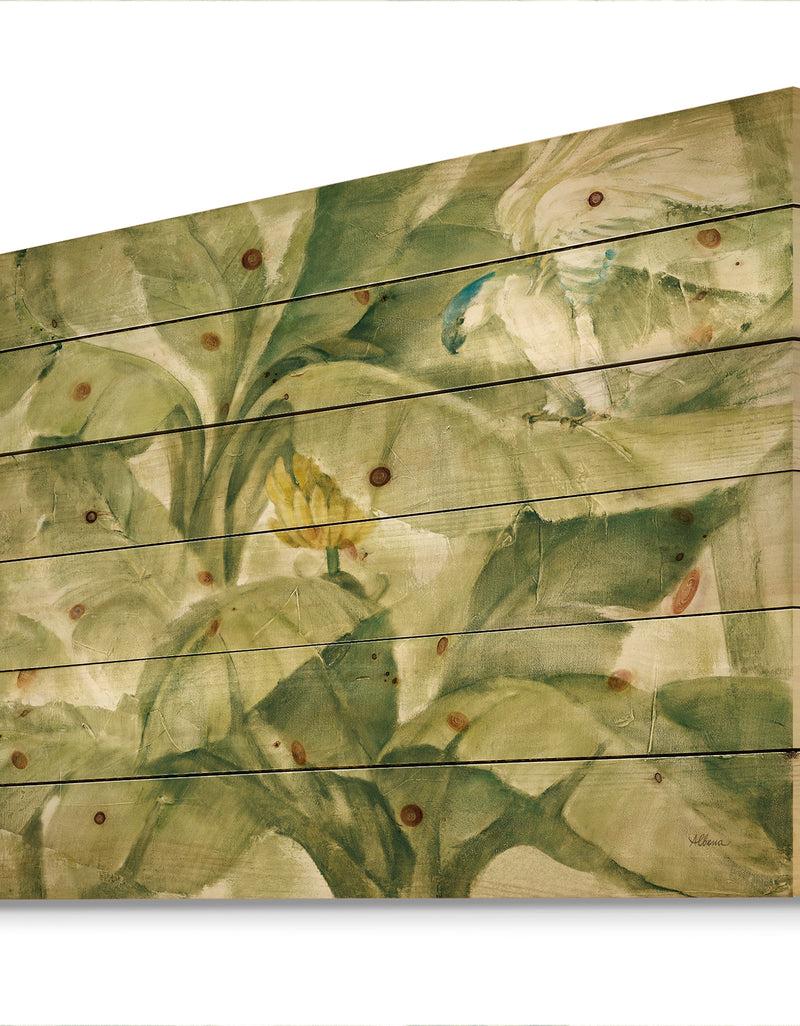 DesignQ Tropical Canopy II Green - Traditional Print On Natural Pine Wood