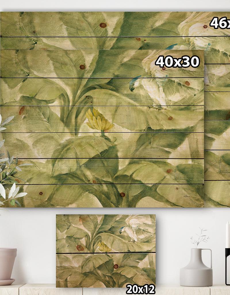 DesignQ Tropical Canopy II Green - Traditional Print On Natural Pine Wood