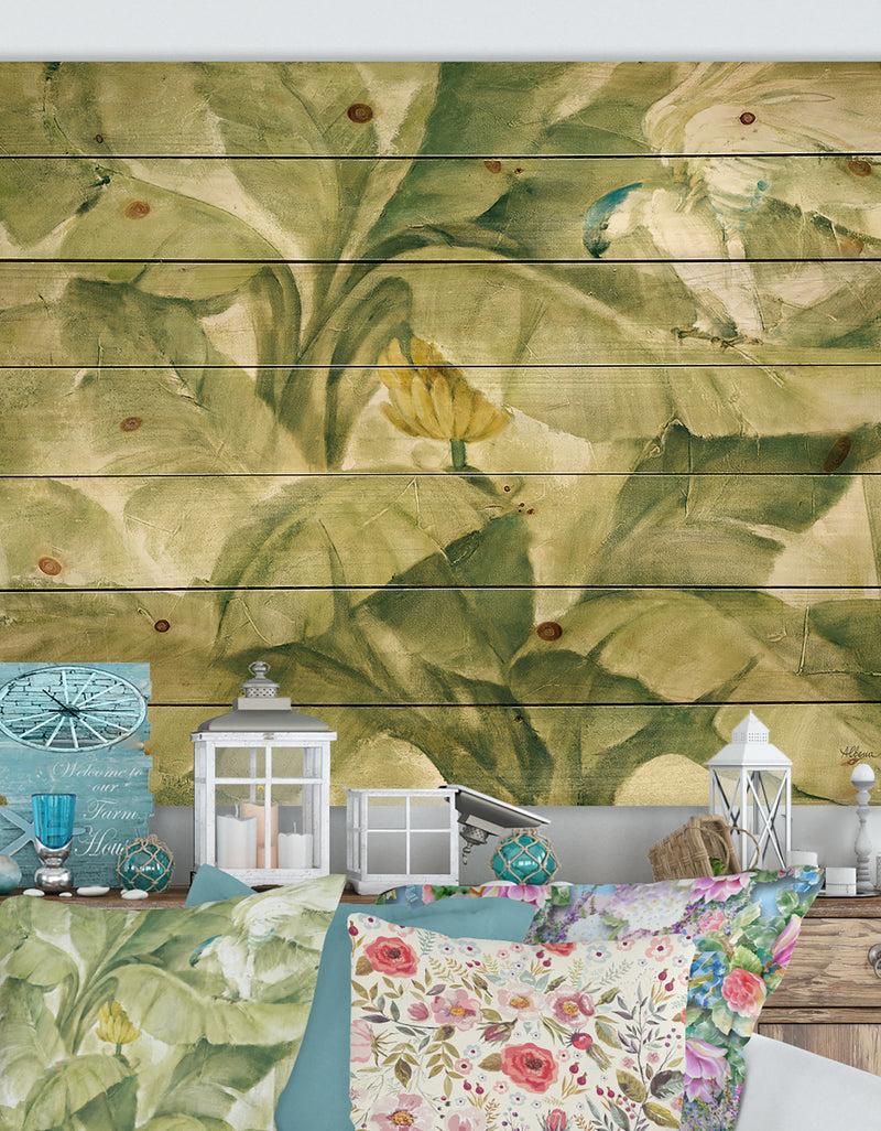 DesignQ Tropical Canopy II Green - Traditional Print on Natural Pine Wood