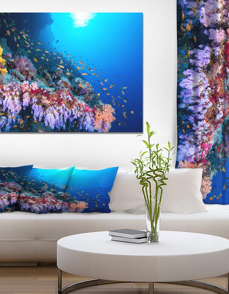 DesignQ Tropical Colorful coral reef - Sea & Shore Nautical Photographic on wrapped Canvas
