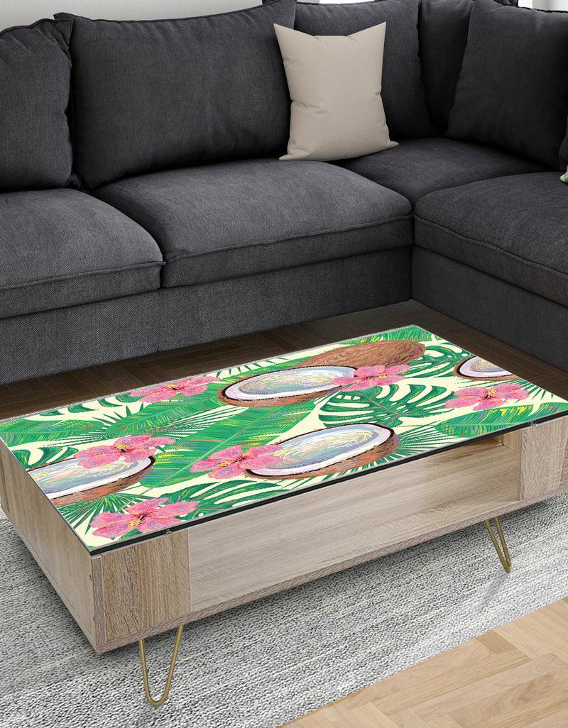 DesignQ Tropical Cooconut and Jungle Flowers - Glam Coffee Table