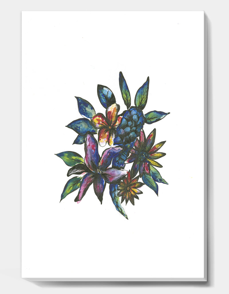 DesignQ Tropical Flowers - Cottage Premium Canvas Wall Art