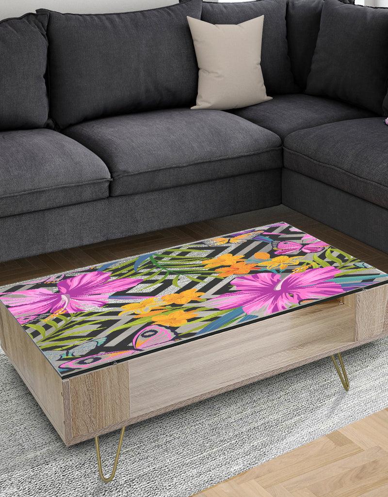 DesignQ Tropical Foliage and Geometrics - Glam Coffee Table