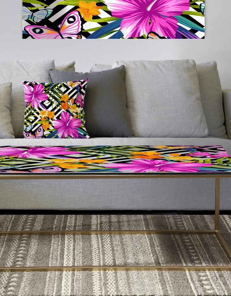 DesignQ Tropical Foliage and Geometrics - Metal Glam Coffee Table