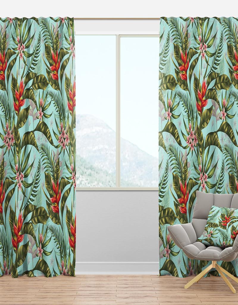 DesignQ Tropical Foliage II - Mid-Century Modern Curtain Panels