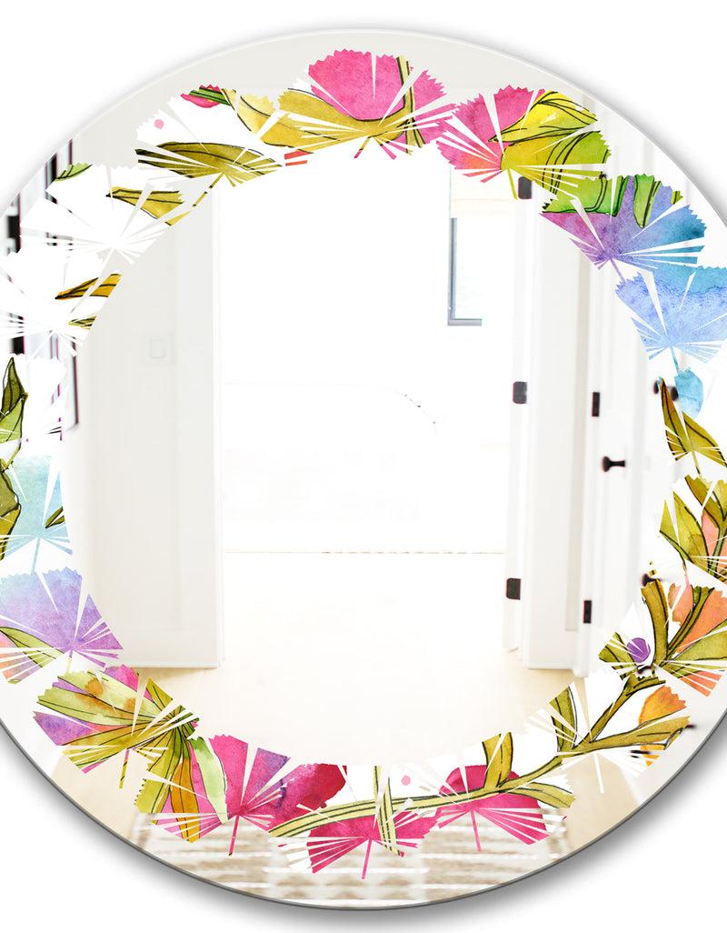 DesignQ Tropical Foliage IV - Cottage Round Or Oval Wall Mirror - Leaves