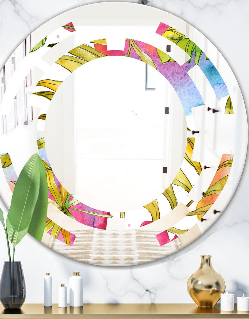 DesignQ Tropical Foliage IV - Cottage Round or Oval Wall Mirror - Space
