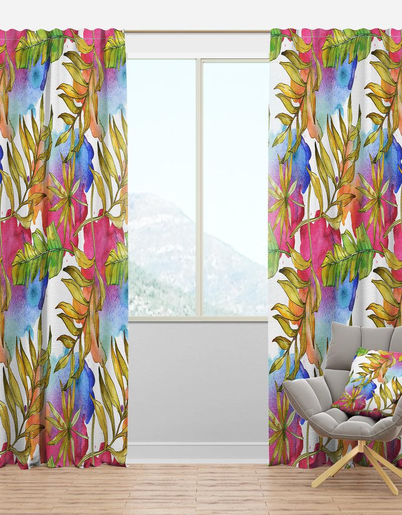 DesignQ Tropical Foliage IV - Mid-Century Modern Curtain Panels