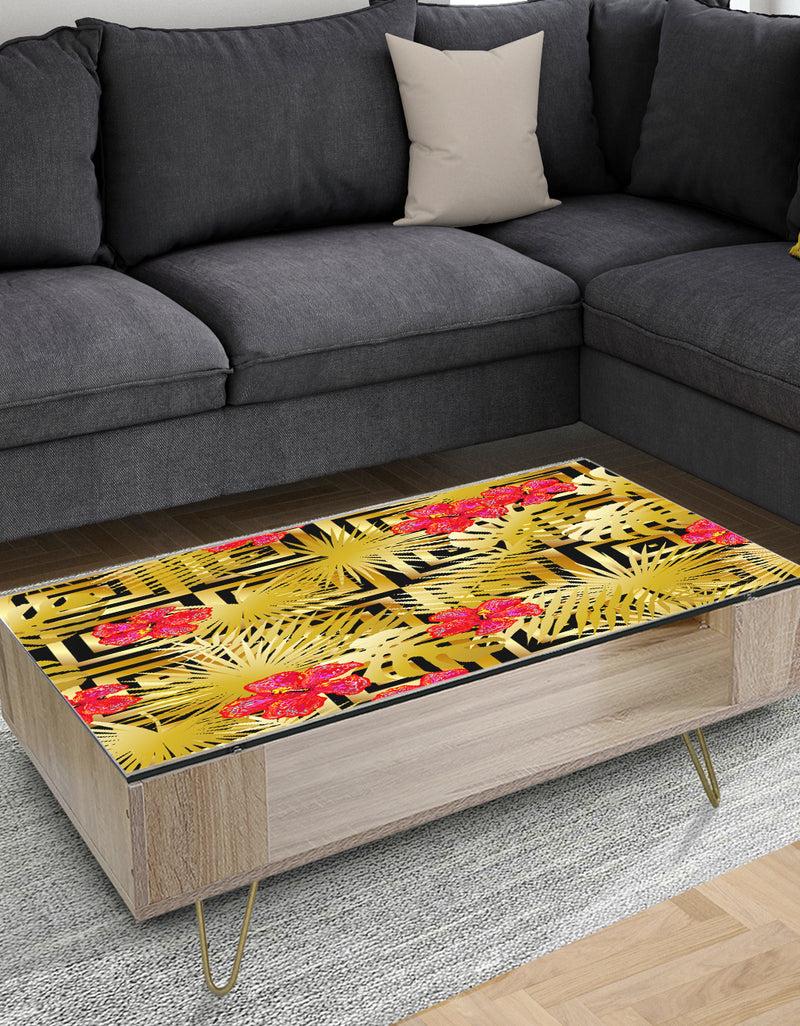 DesignQ Tropical Gold Luxury Pattern I - Glam Coffee Table