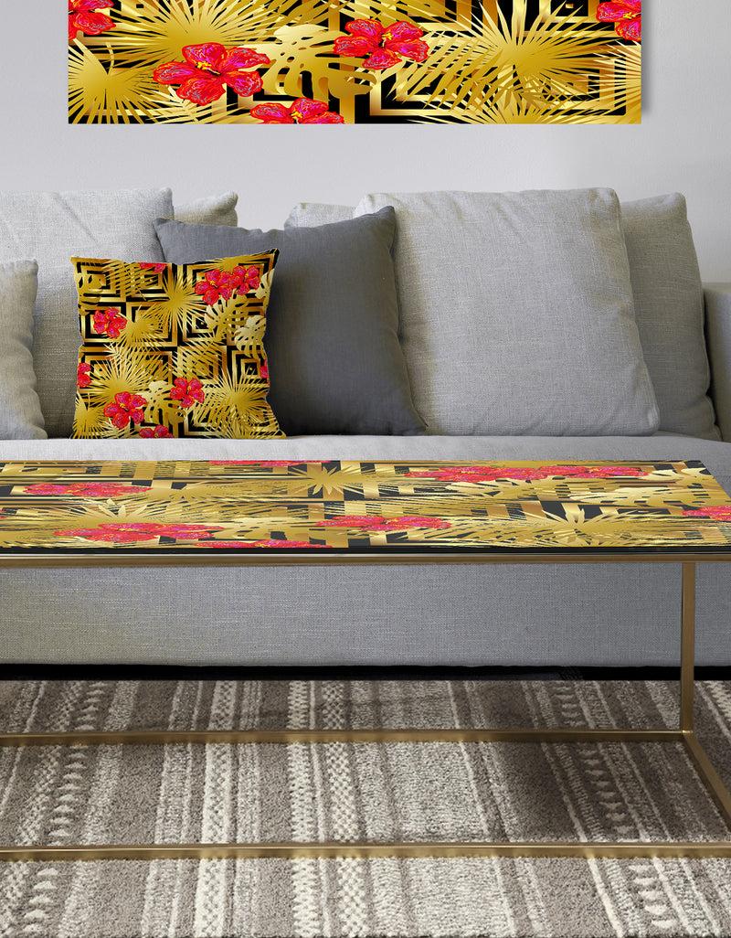 DesignQ Tropical Gold Luxury Pattern I - Metal Glam Coffee Table