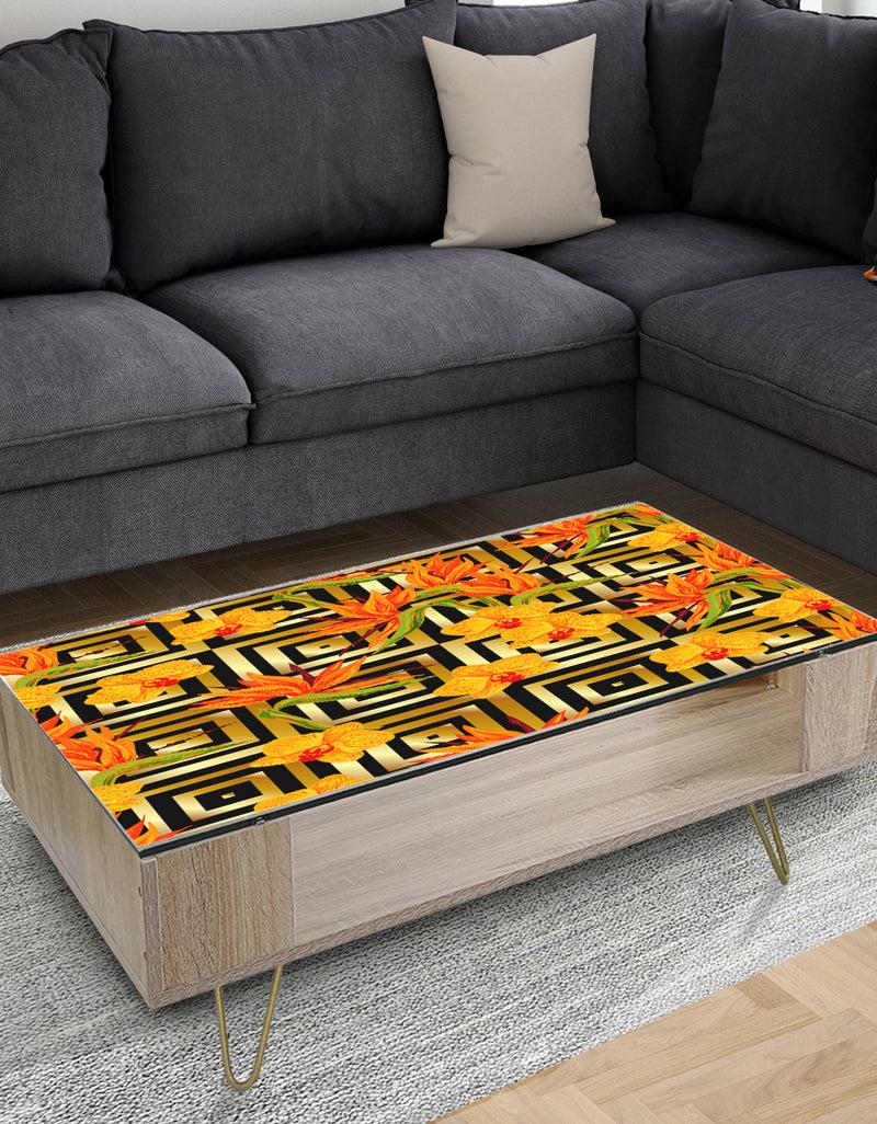DesignQ Tropical Gold Luxury Pattern III - Glam Coffee Table