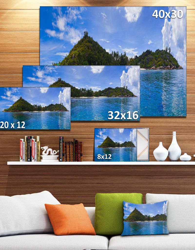 DesignQ Tropical Island At Seychelles Panorama - Modern Seascape Canvas Artwork