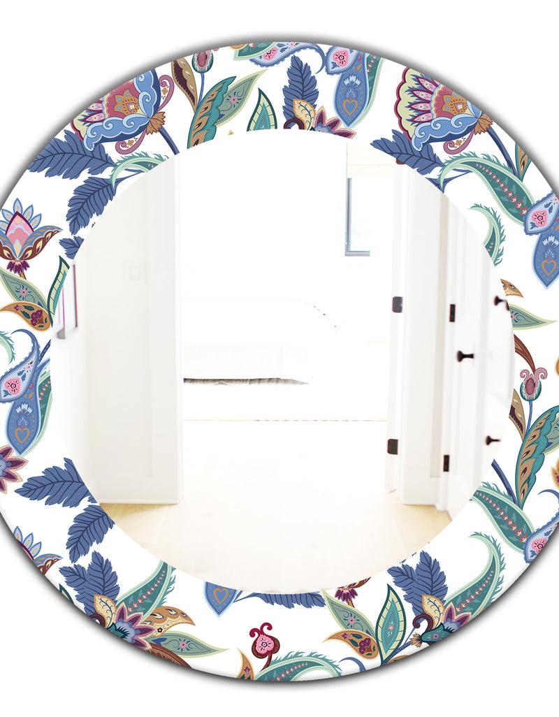 DesignQ Tropical Mood Blue 1 - Bohemian And Eclectic Mirror - Oval Or Round Wall Mirror