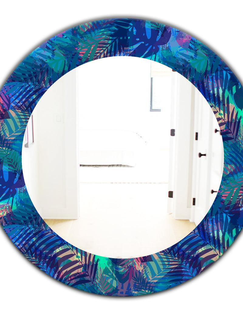 DesignQ Tropical Mood Blue 7 - Modern Mirror - Oval Or Round Wall Mirror