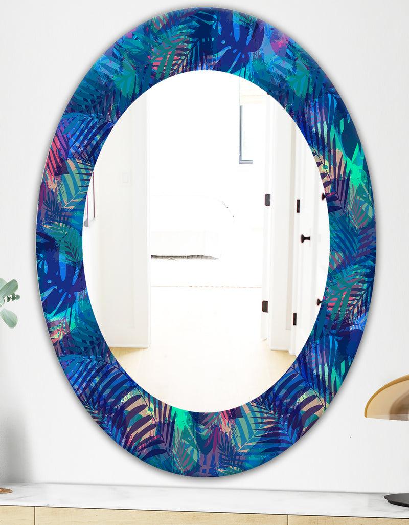 DesignQ Tropical Mood Blue 7 - Modern Mirror - Oval Or Round Wall Mirror