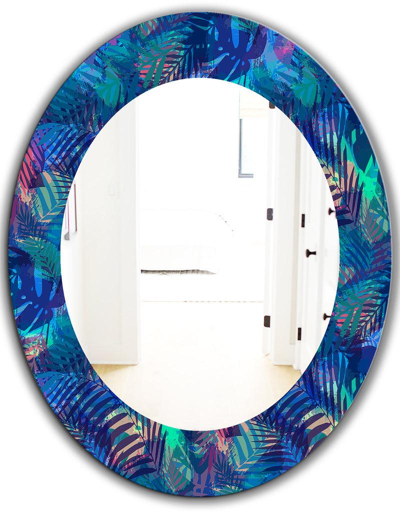 DesignQ Tropical Mood Blue 7 - Modern Mirror - Oval Or Round Wall Mirror