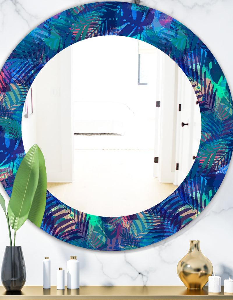 DesignQ Tropical Mood Blue 7 - Modern Mirror - Oval or Round Wall Mirror