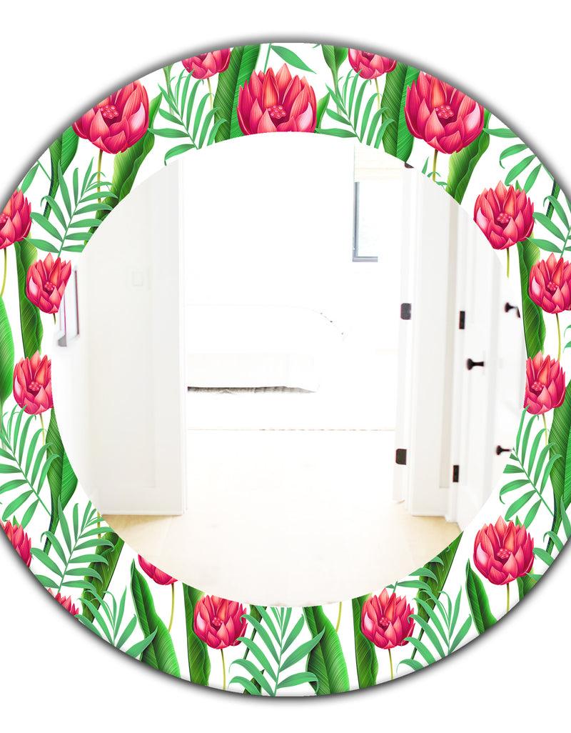 DesignQ Tropical Mood Bright 11 - Bohemian And Eclectic Mirror - Oval Or Round Wall Mirror