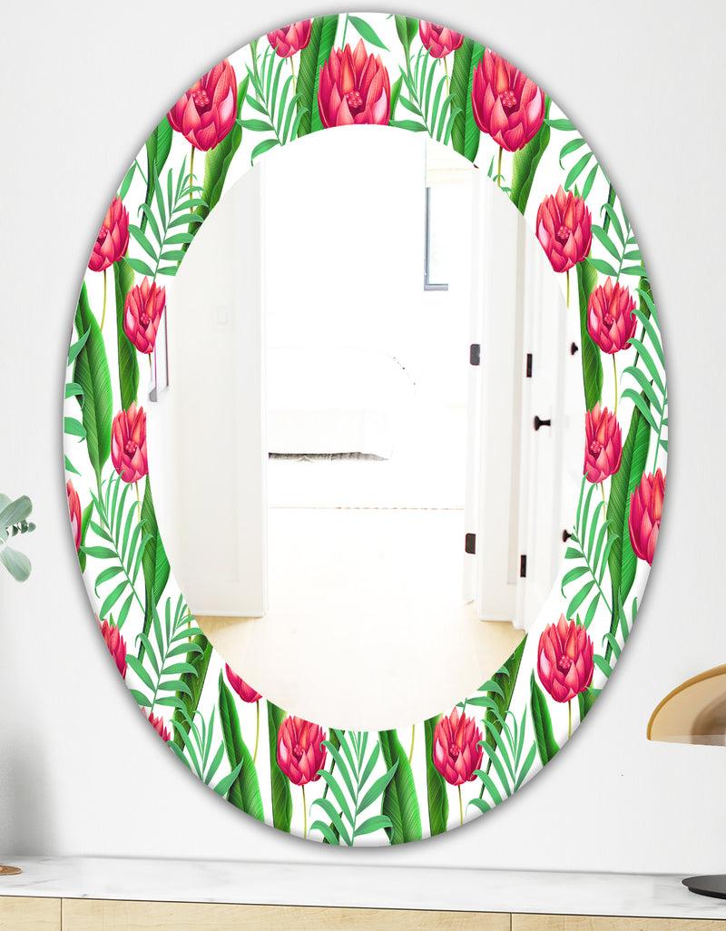 DesignQ Tropical Mood Bright 11 - Bohemian And Eclectic Mirror - Oval Or Round Wall Mirror