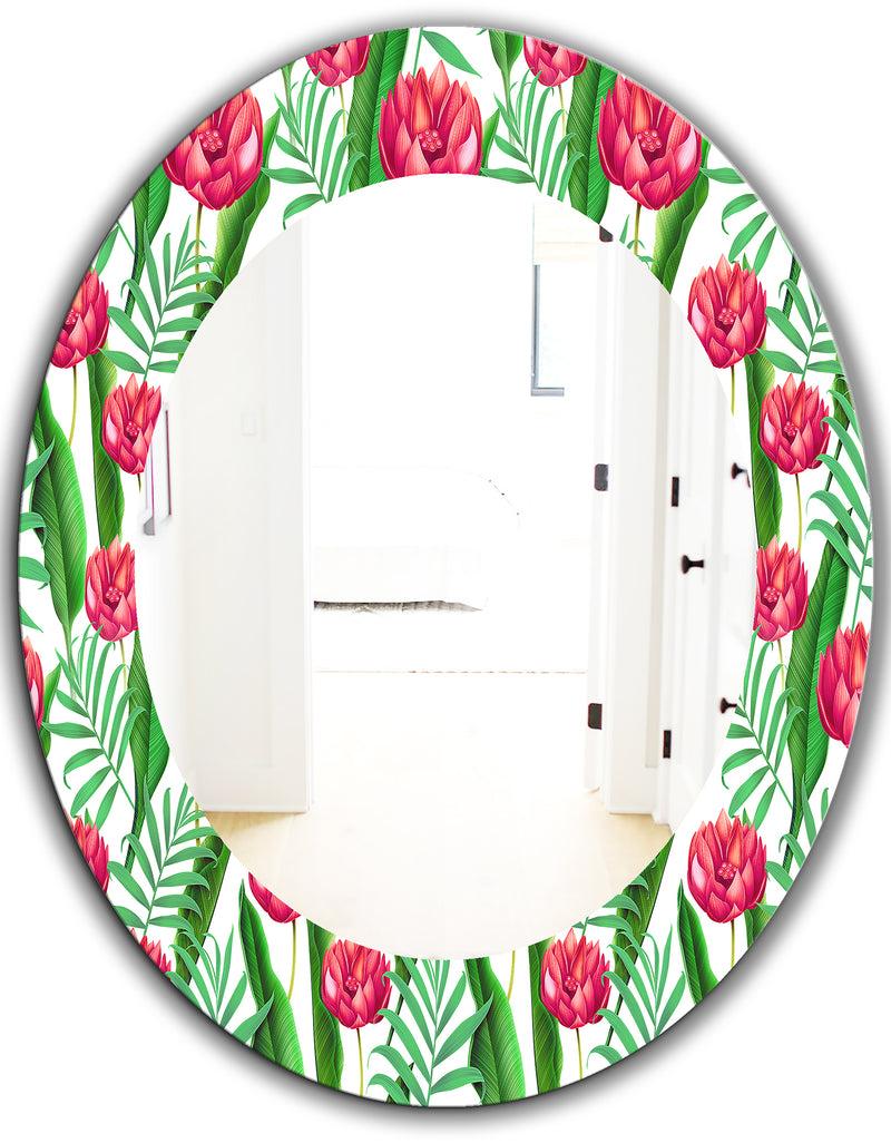 DesignQ Tropical Mood Bright 11 - Bohemian And Eclectic Mirror - Oval Or Round Wall Mirror