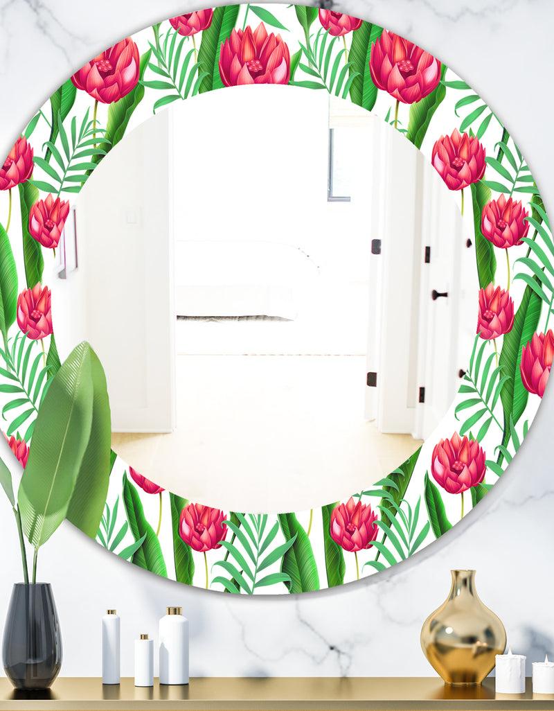 DesignQ Tropical Mood Bright 11 - Bohemian and Eclectic Mirror - Oval or Round Wall Mirror
