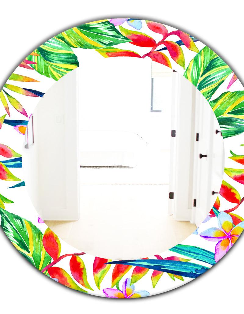 DesignQ Tropical Mood Bright 12 - Bohemian And Eclectic Mirror - Oval Or Round Wall Mirror