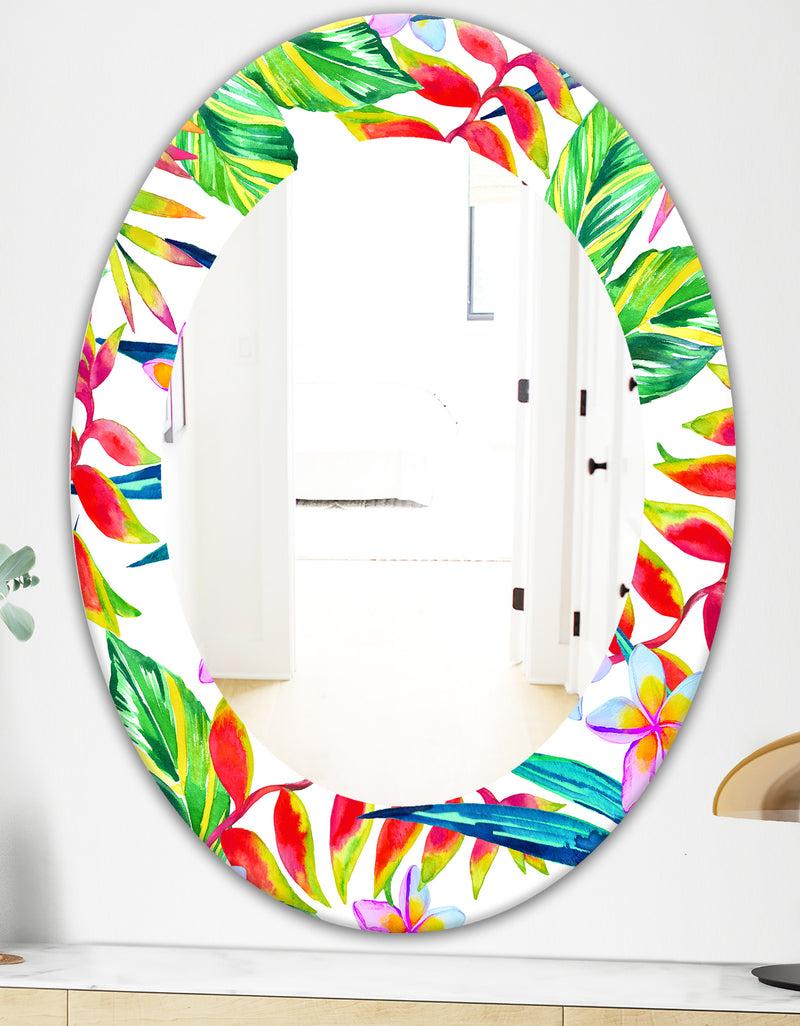 DesignQ Tropical Mood Bright 12 - Bohemian And Eclectic Mirror - Oval Or Round Wall Mirror