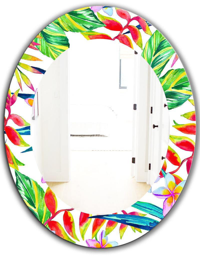 DesignQ Tropical Mood Bright 12 - Bohemian And Eclectic Mirror - Oval Or Round Wall Mirror