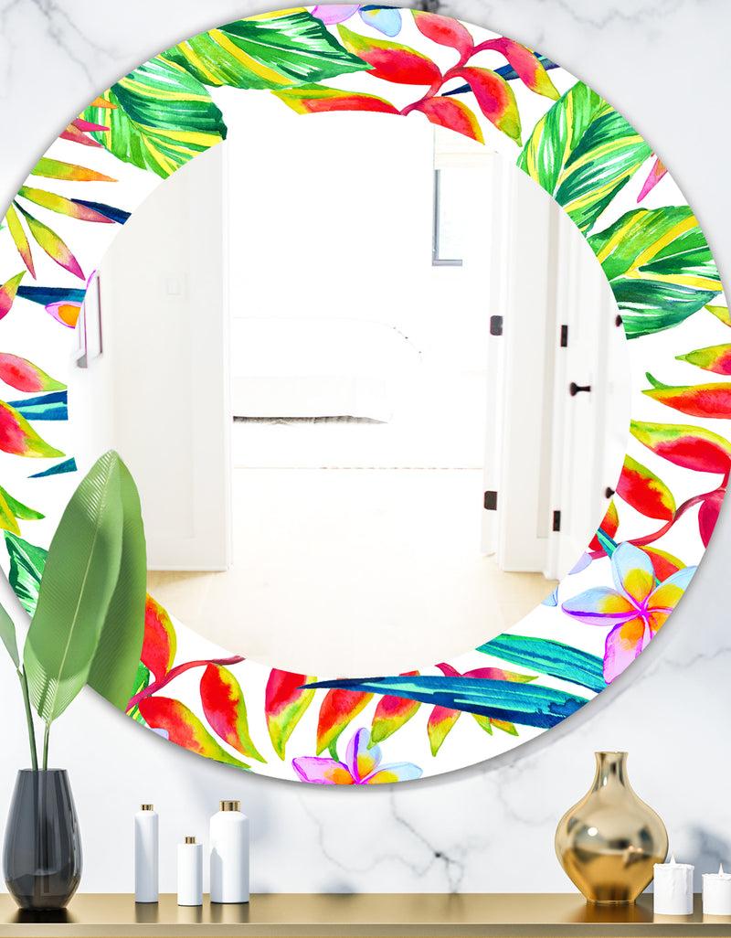DesignQ Tropical Mood Bright 12 - Bohemian and Eclectic Mirror - Oval or Round Wall Mirror