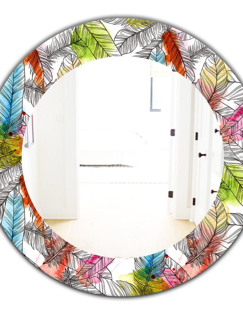 DesignQ Tropical Mood Bright 6 - Bohemian And Eclectic Mirror - Oval Or Round Wall Mirror