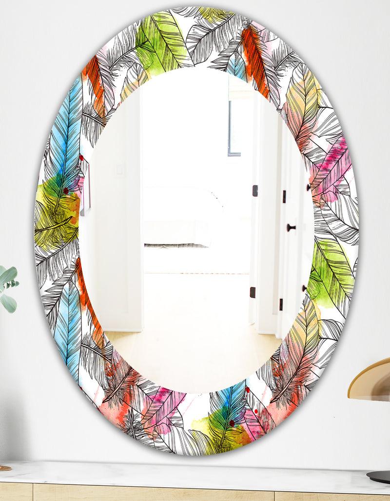 DesignQ Tropical Mood Bright 6 - Bohemian And Eclectic Mirror - Oval Or Round Wall Mirror