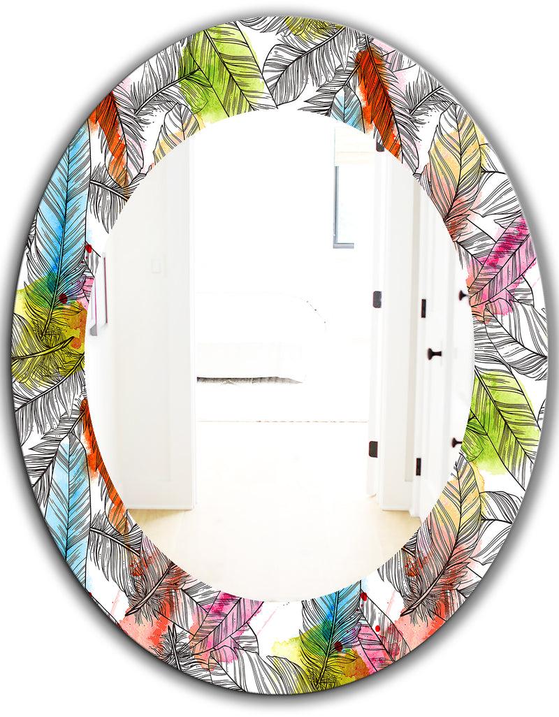 DesignQ Tropical Mood Bright 6 - Bohemian And Eclectic Mirror - Oval Or Round Wall Mirror