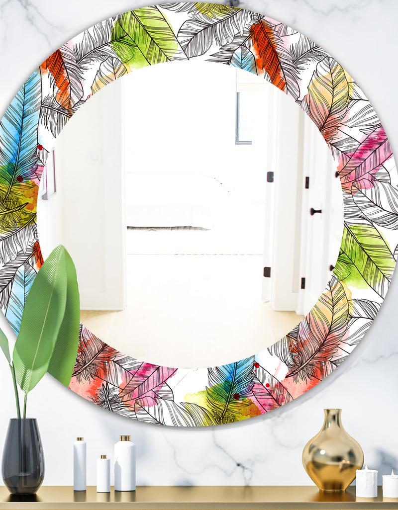 DesignQ Tropical Mood Bright 6 - Bohemian and Eclectic Mirror - Oval or Round Wall Mirror