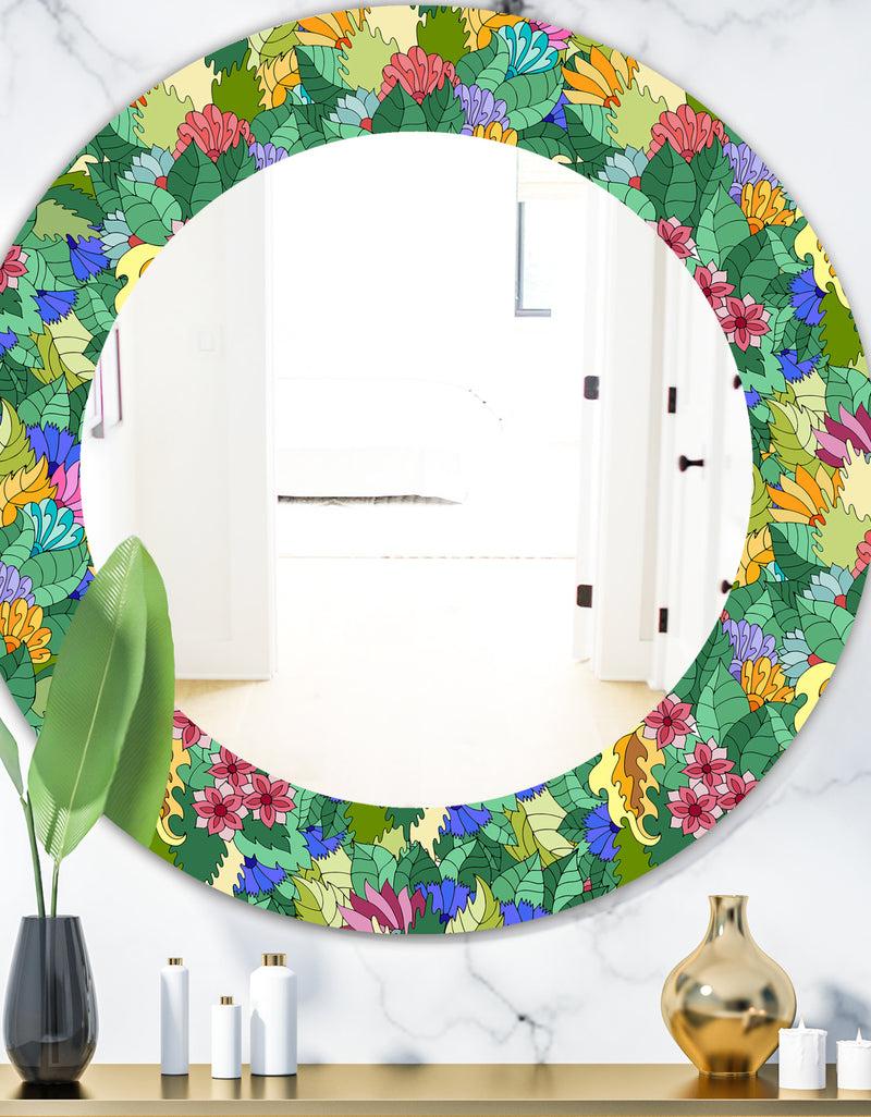 DesignQ Tropical Mood Foliage 1 - Modern Mirror - Oval or Round Wall Mirror