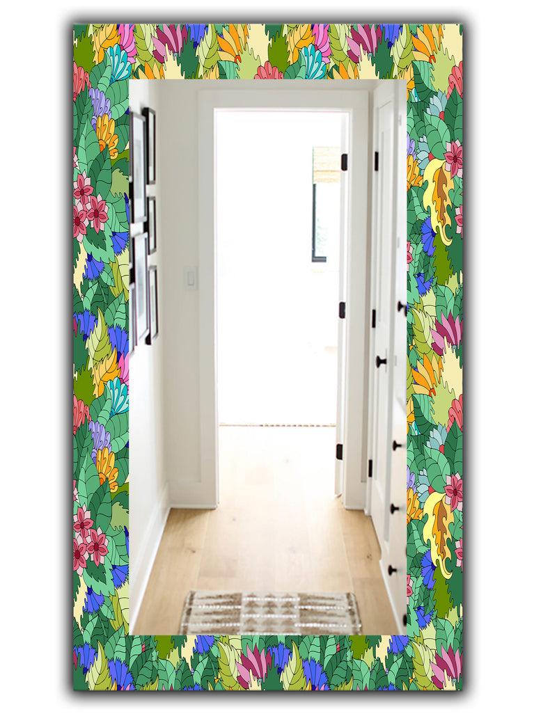 DesignQ Tropical Mood Foliage 1 - Modern Mirror - Wall Mirror