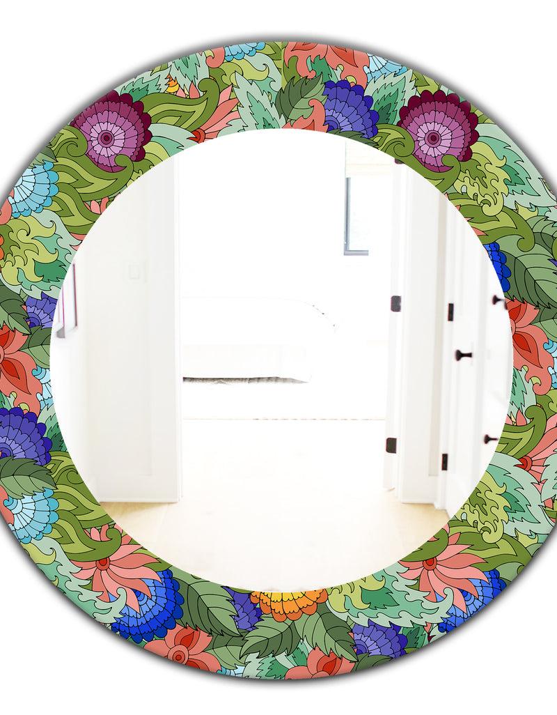 DesignQ Tropical Mood Foliage 2 - Traditional Mirror - Frameless Oval Or Round Wall Mirror
