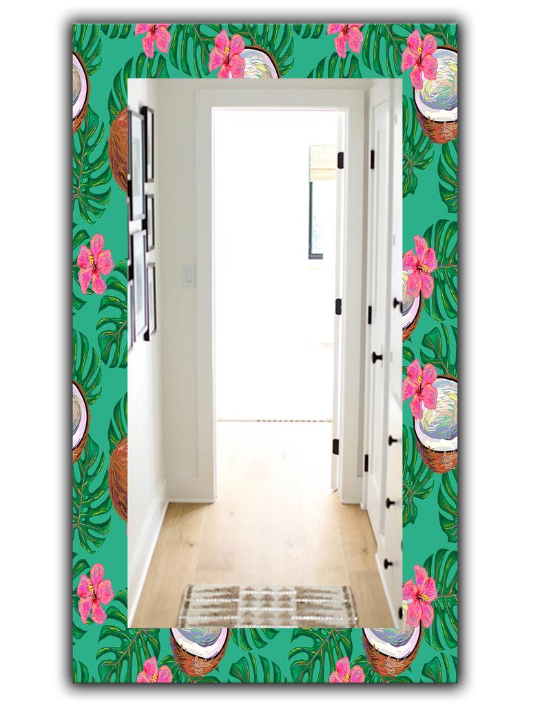DesignQ Tropical Mood Foliage 21 - Bohemian And Eclectic Mirror - Vanity Mirror