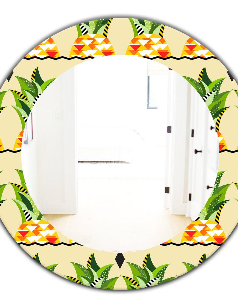 DesignQ Tropical Mood Foliage 23 - Bohemian And Eclectic Mirror - Oval Or Round Wall Mirror