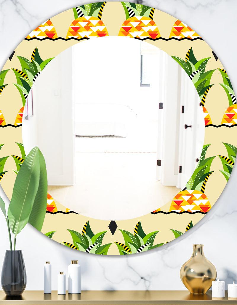DesignQ Tropical Mood Foliage 23 - Bohemian and Eclectic Mirror - Oval or Round Wall Mirror