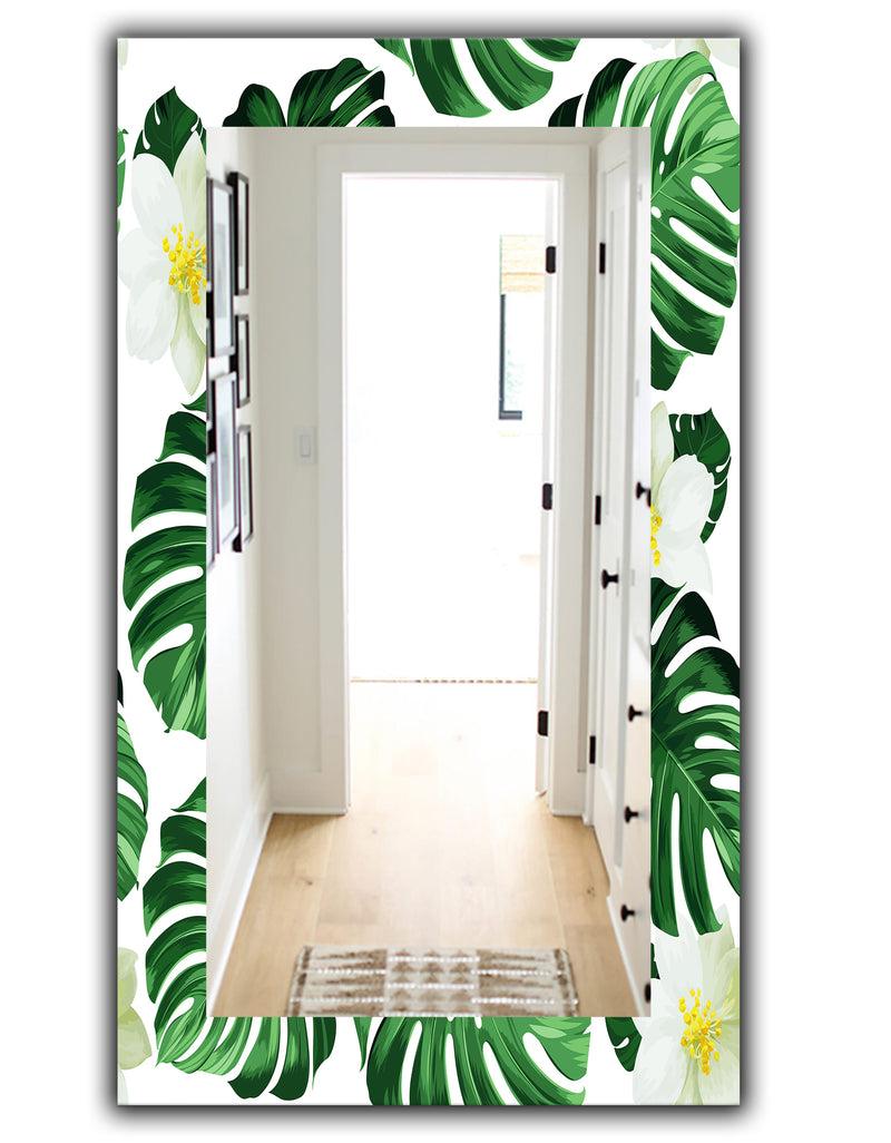 DesignQ Tropical Mood Foliage 25 - Bohemian And Eclectic Mirror - Vanity Mirror