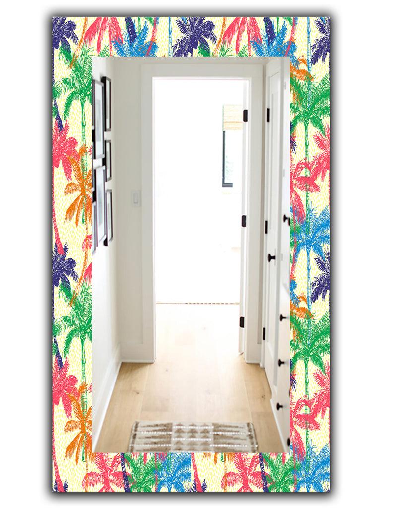 DesignQ Tropical Mood Foliage 3 - Bohemian And Eclectic Mirror - Vanity Mirror