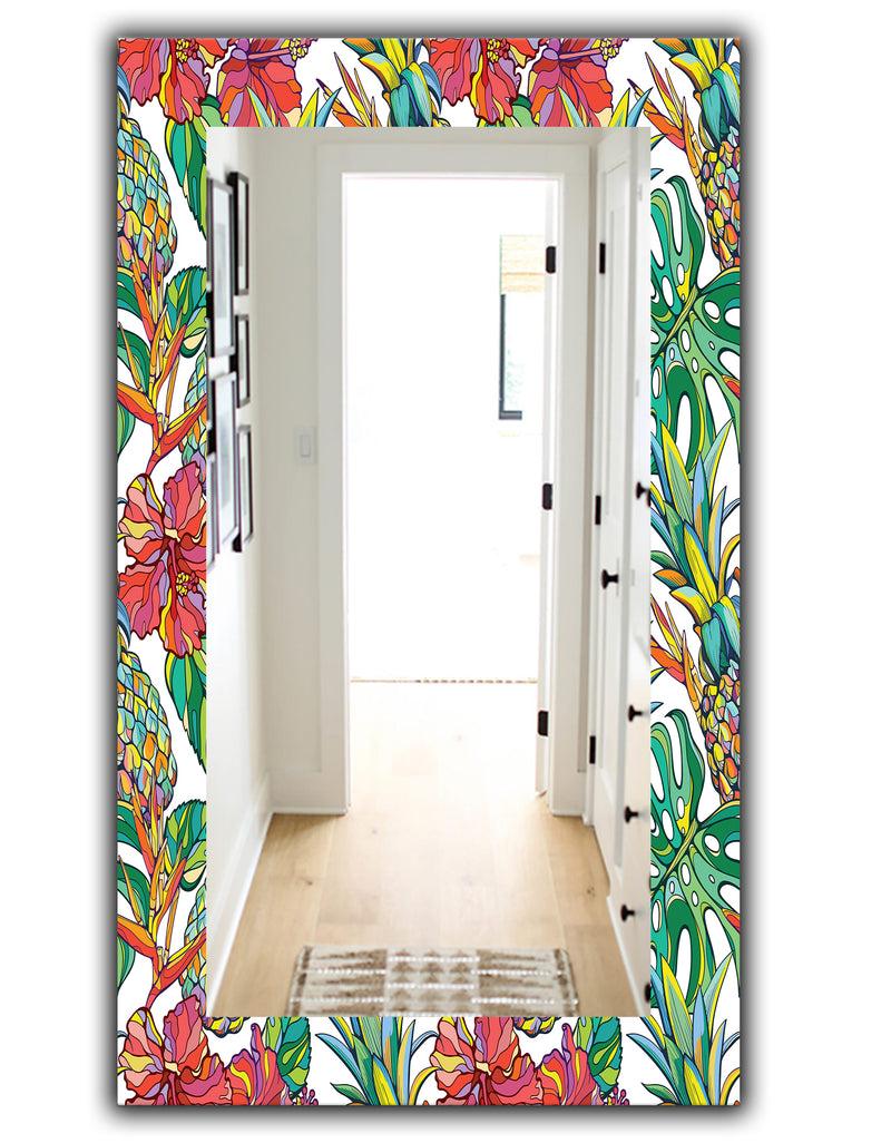 DesignQ Tropical Mood Foliage 4 - Bohemian And Eclectic Mirror - Vanity Mirror