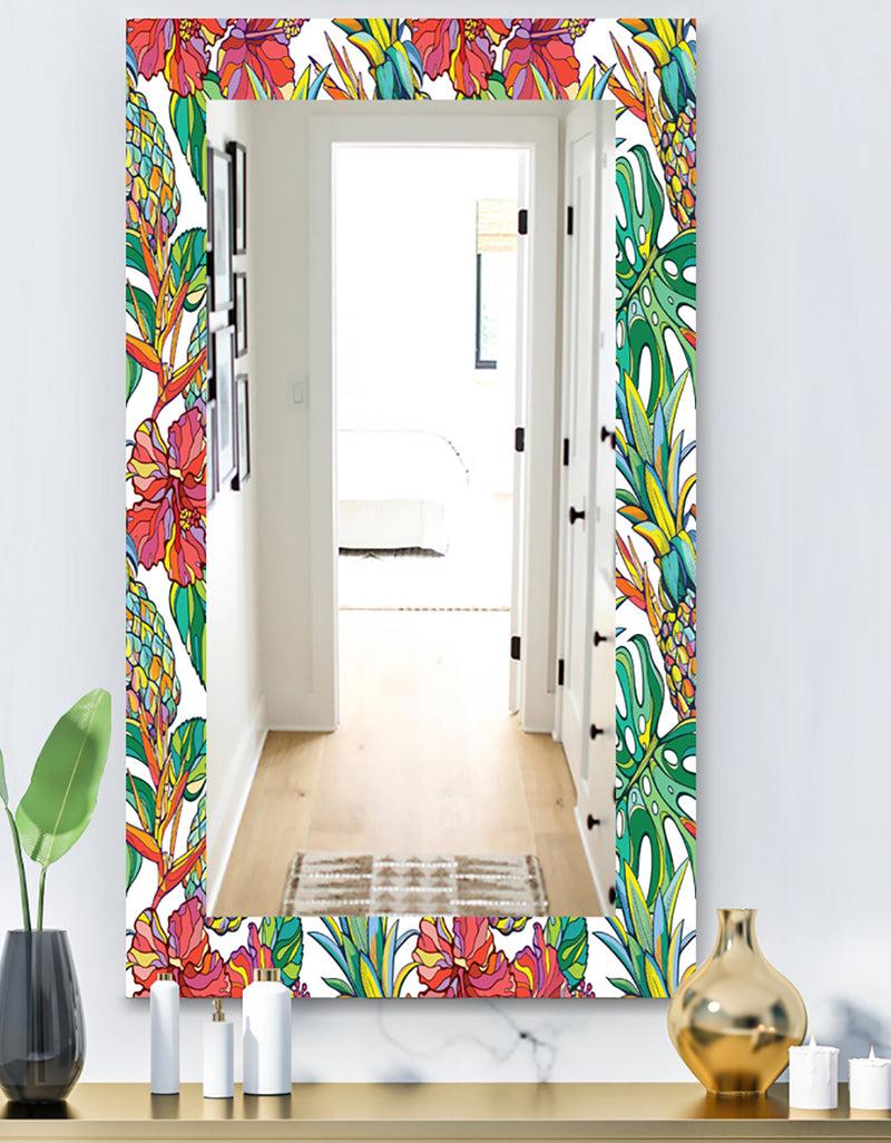 DesignQ Tropical Mood Foliage 4 - Bohemian and Eclectic Mirror - Vanity Mirror
