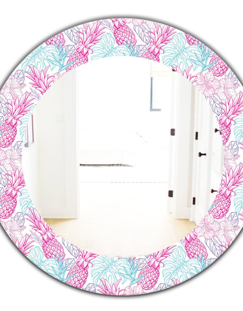 DesignQ Tropical Mood Pineapple 2 - Modern Mirror - Oval Or Round Wall Mirror