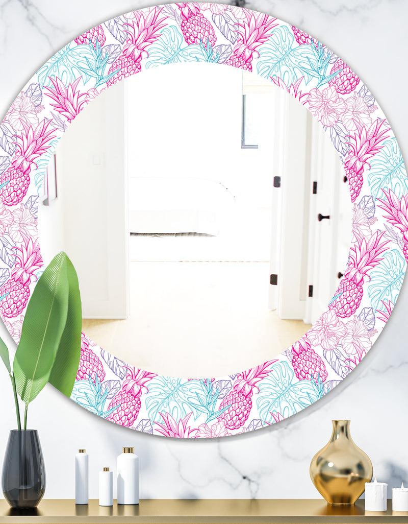 DesignQ Tropical Mood Pineapple 2 - Modern Mirror - Oval or Round Wall Mirror
