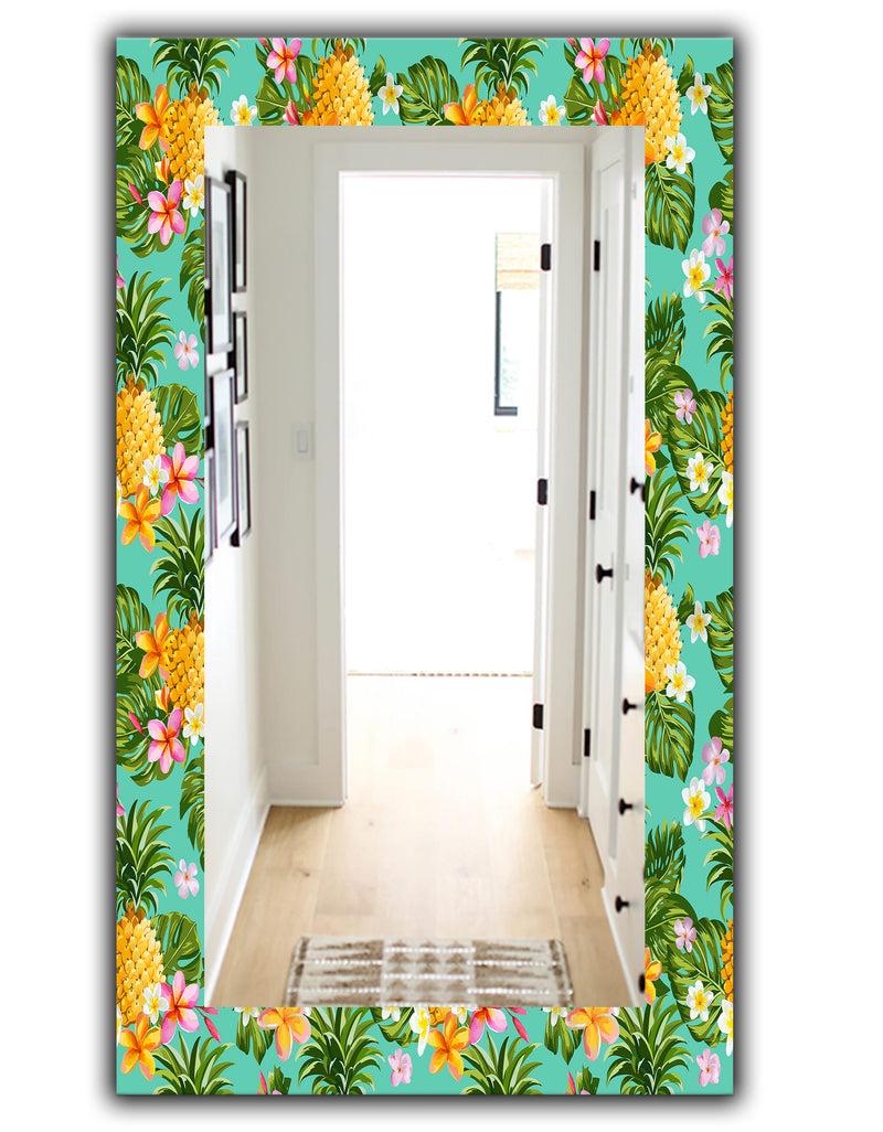 DesignQ Tropical Mood Pineapple 5 - Bohemian And Eclectic Mirror - Vanity Mirror